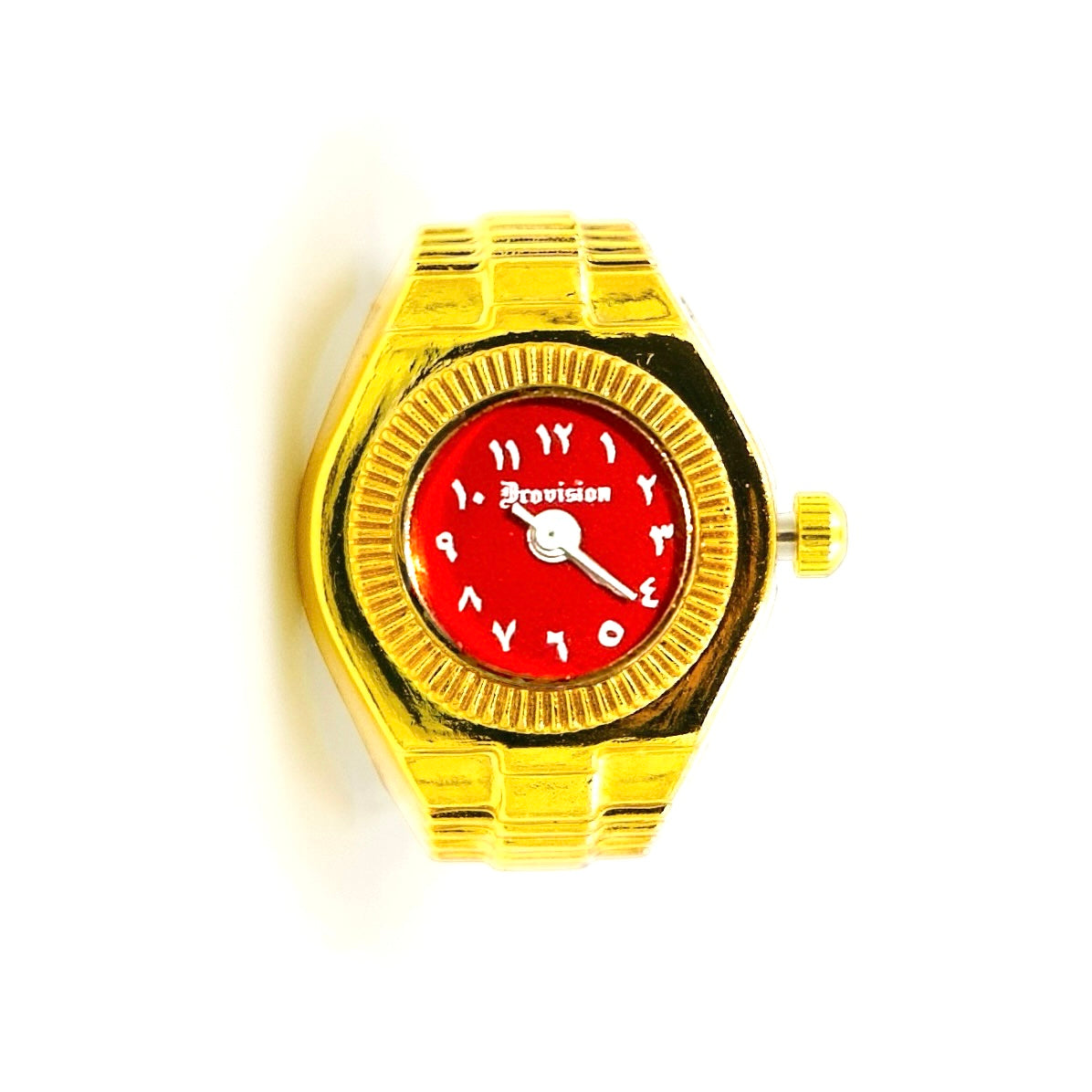 GOLD/RED ROUND WATCH RING