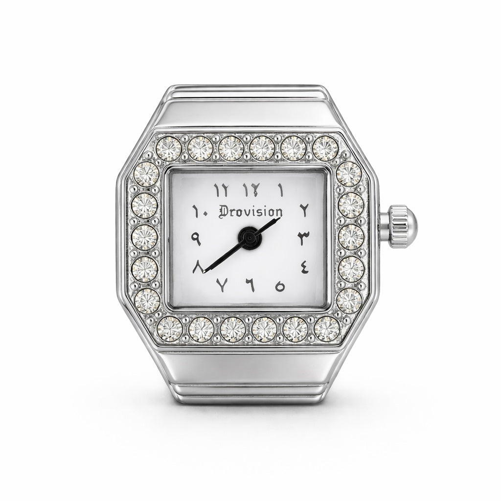 SILVER BUSSDOWN SQUARE WATCH RING