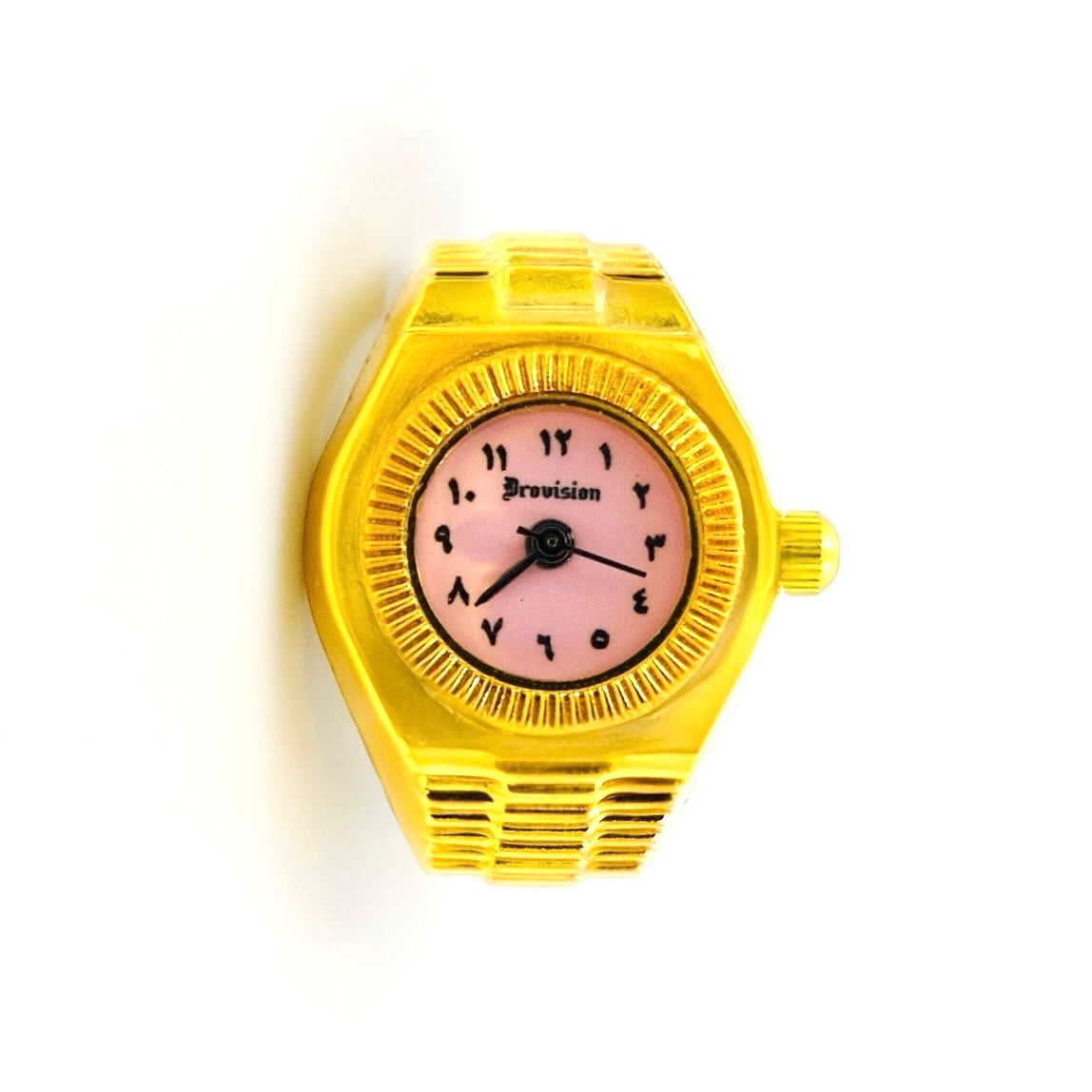 GOLD/PINK ROUND WATCH RING