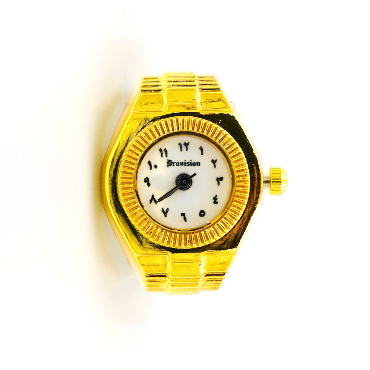 GOLD/WHITE ROUND WATCH RING