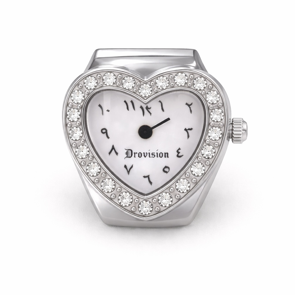 SILVER BUSSDOWN HEART WATCH RING