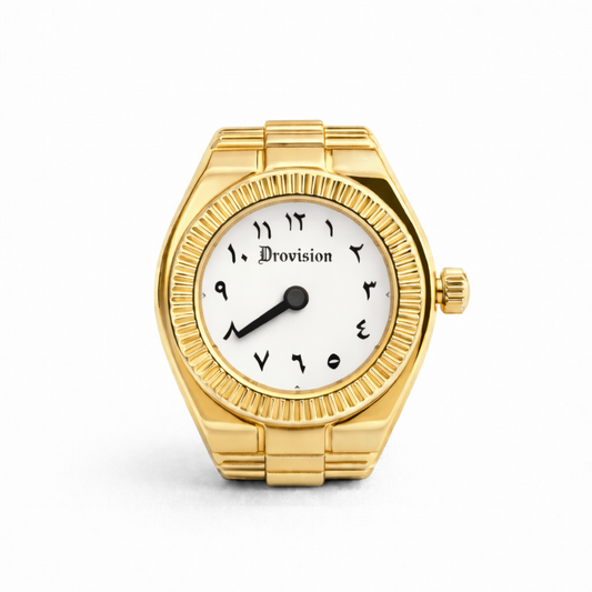 GOLD/WHITE ROUND WATCH RING