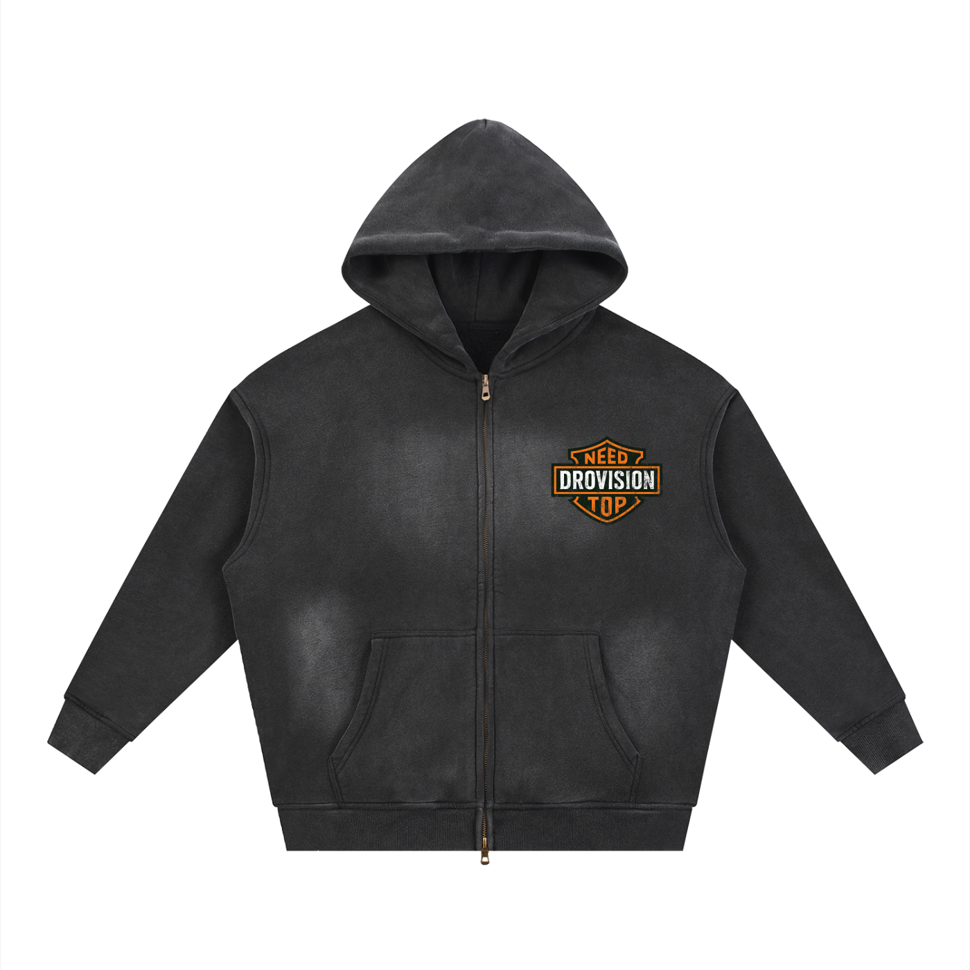 Sunfade Two-way Zipper Boxy Fleece Hoodie
