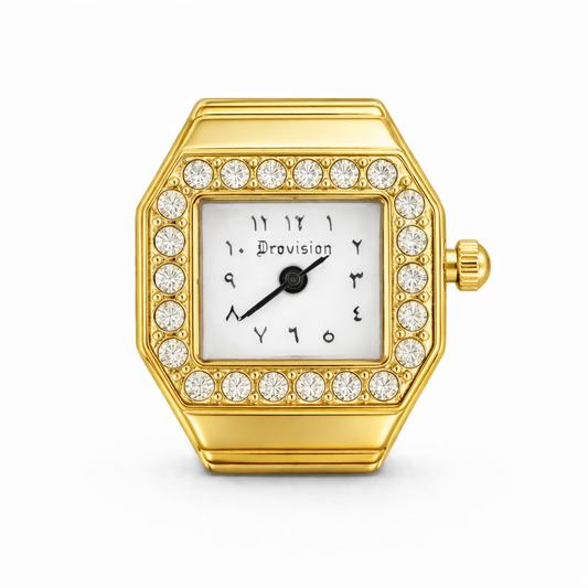 GOLD BUSSDOWN SQUARE WATCH RING