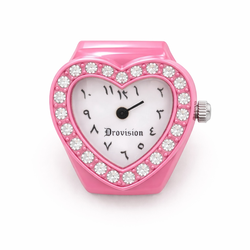 PINK BUSSDOWN HEART WATCH RING