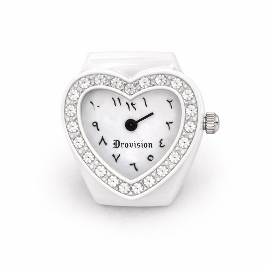 WHITE BUSSDOWN HEART WATCH RING