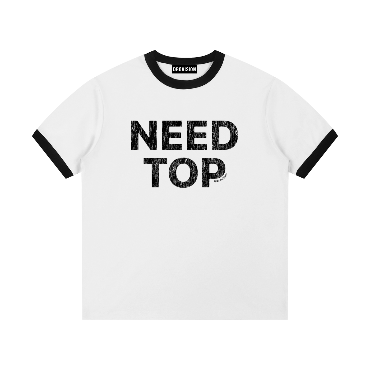 Contrast Edge Ribbed Crewneck T-Shirt