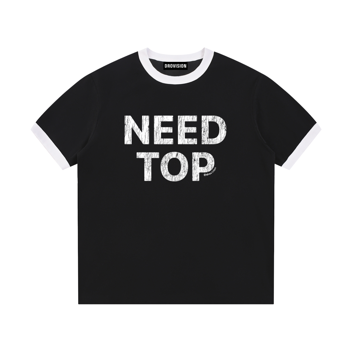Contrast Edge Ribbed Crewneck T-Shirt